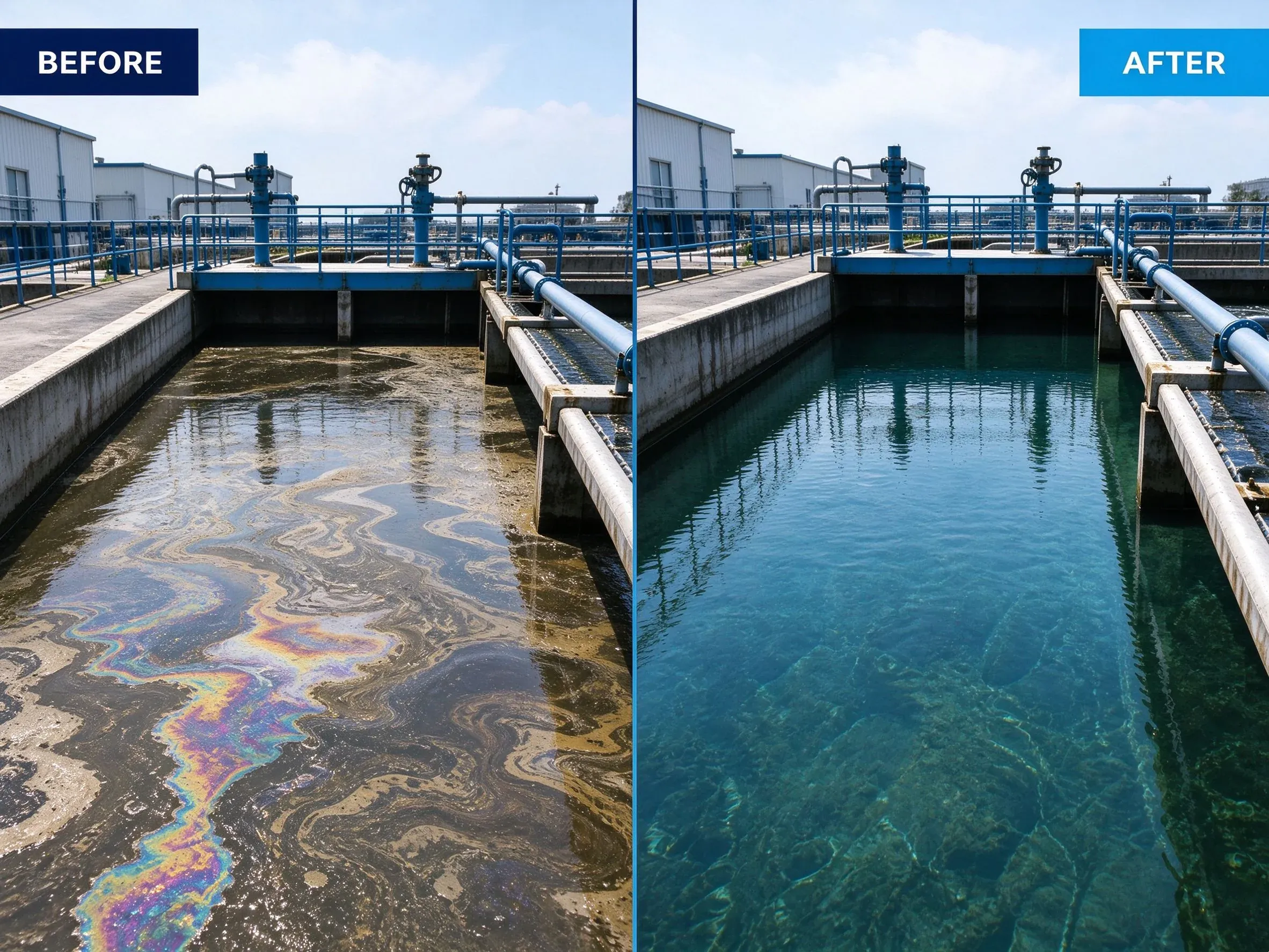15-Water Treatment Oil Water Separator Before-After