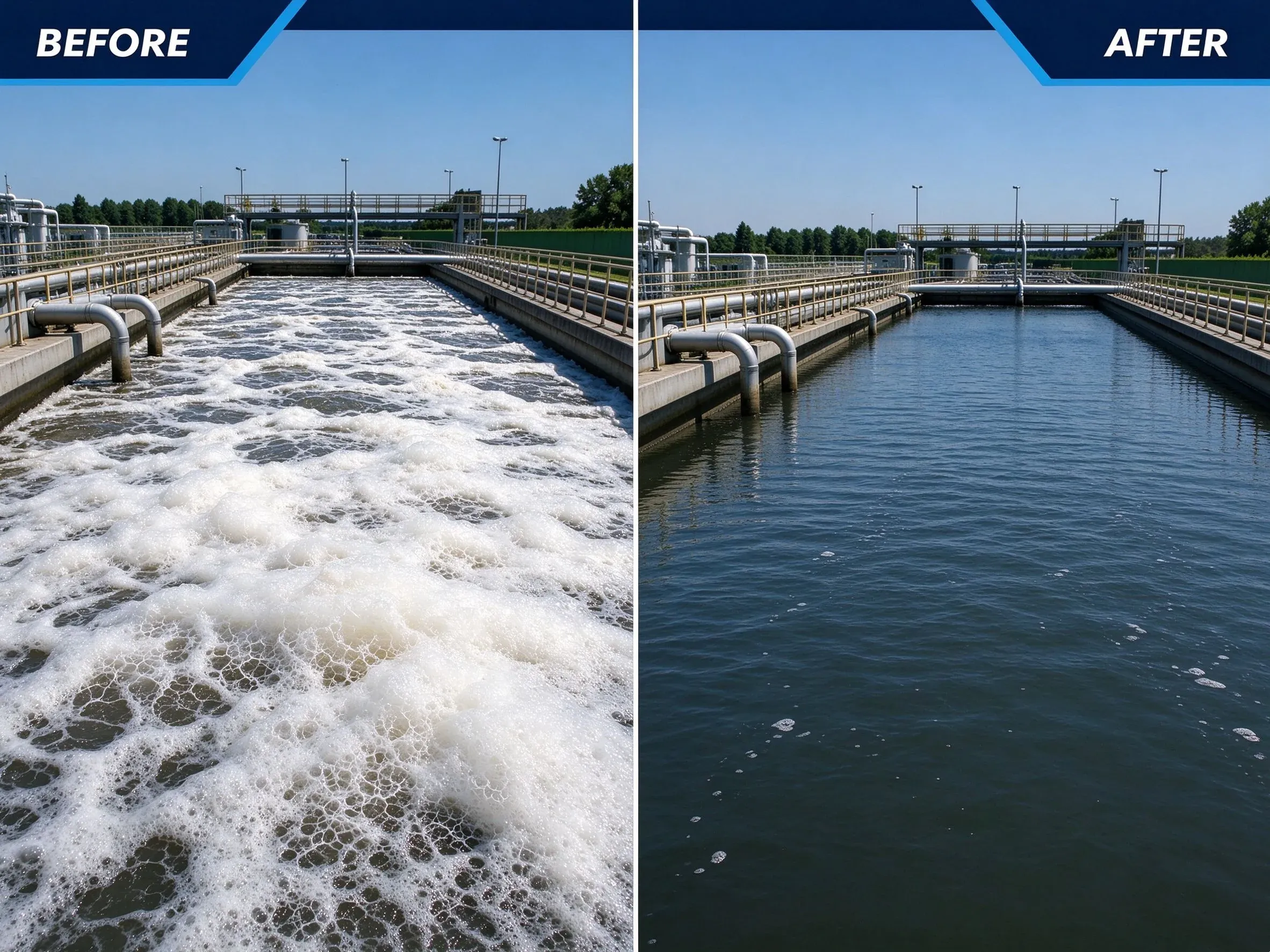 05-Water Treatment Aeration Foam Before-After