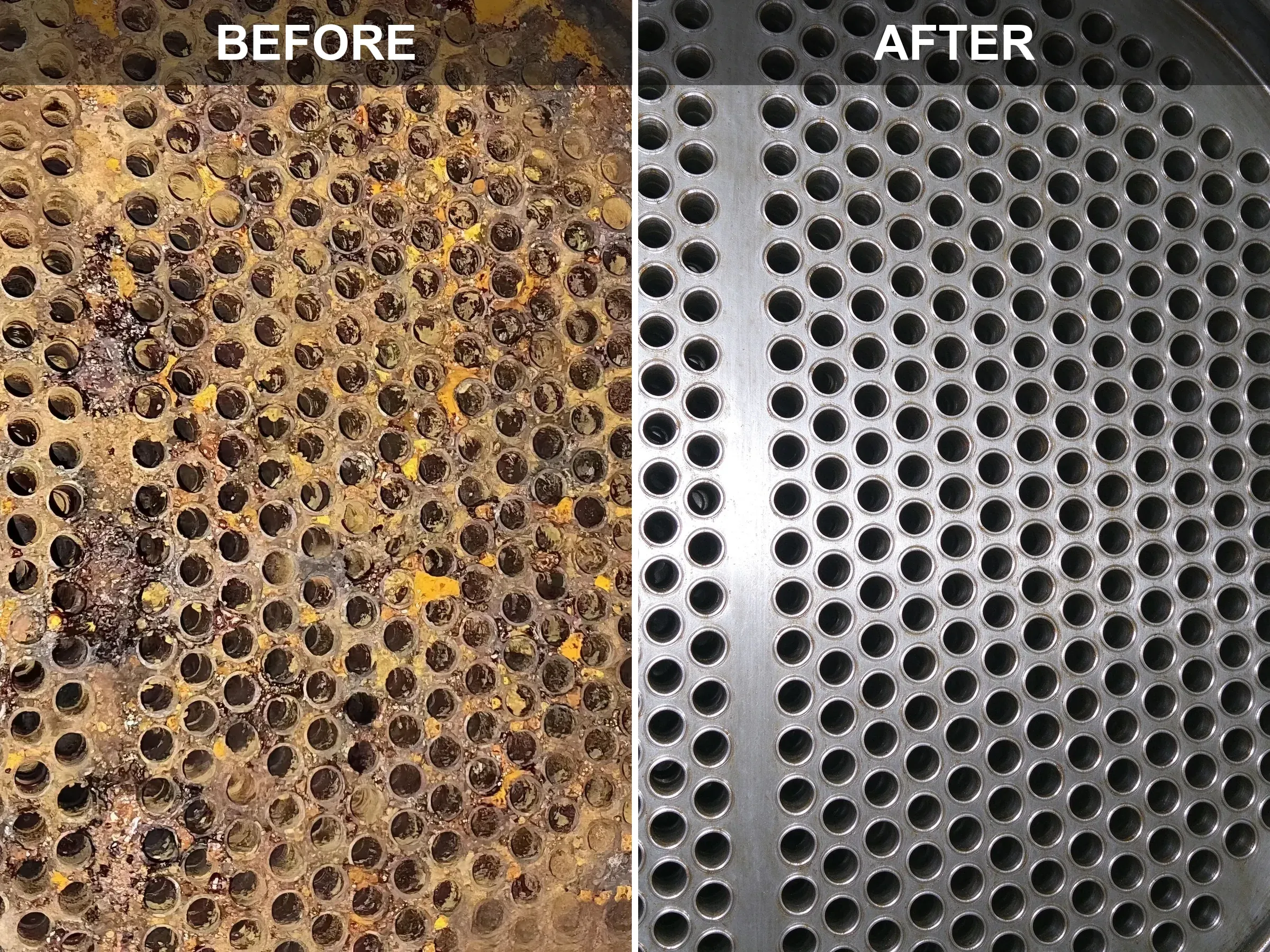 01-Heat Exchanger Tube Sheet Rust Scale-Before-After