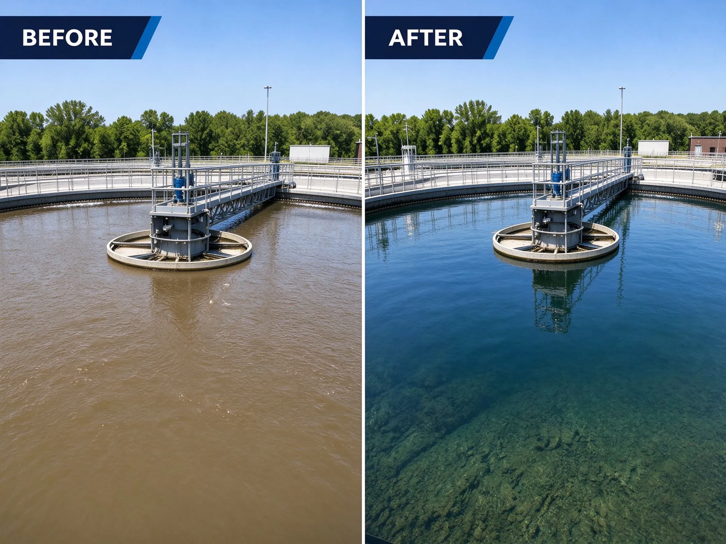 01-Water Treatment Clarifier Before-After