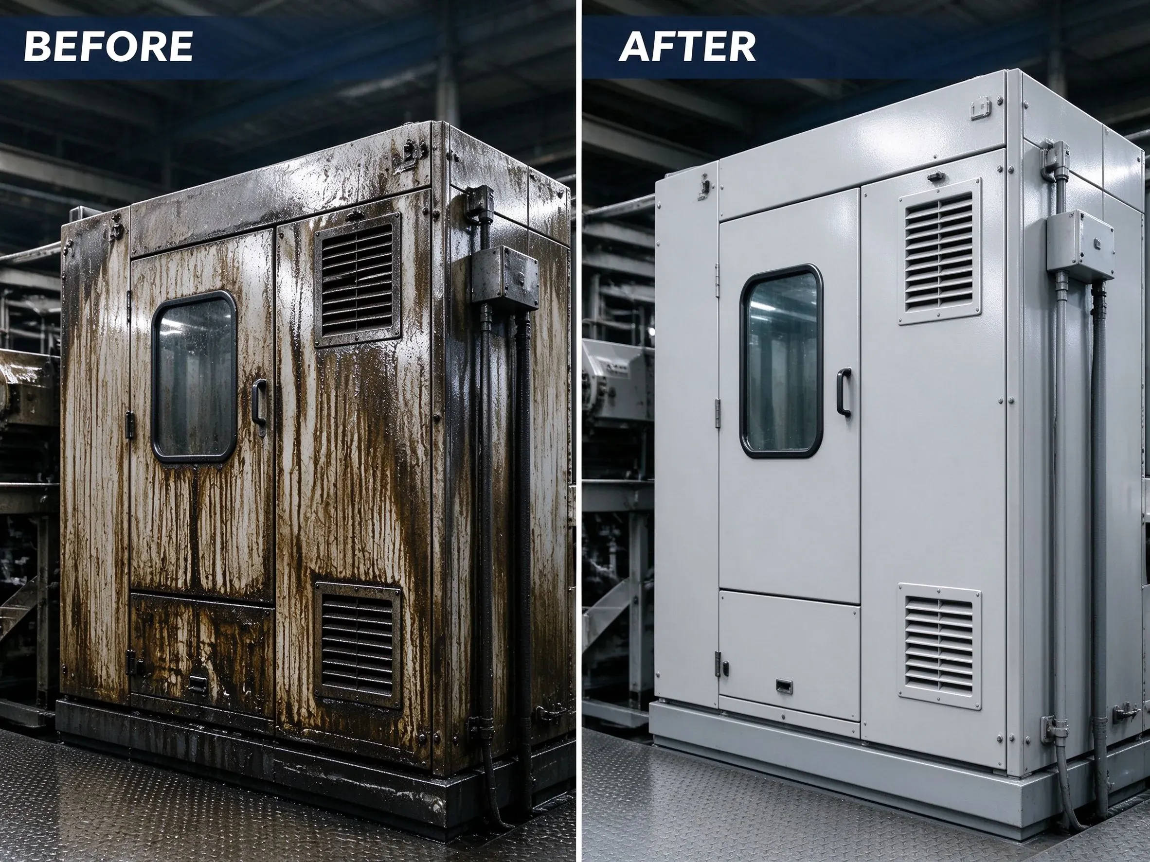 10-Heavy Oil Cleaner Machine Enclosure Before-After