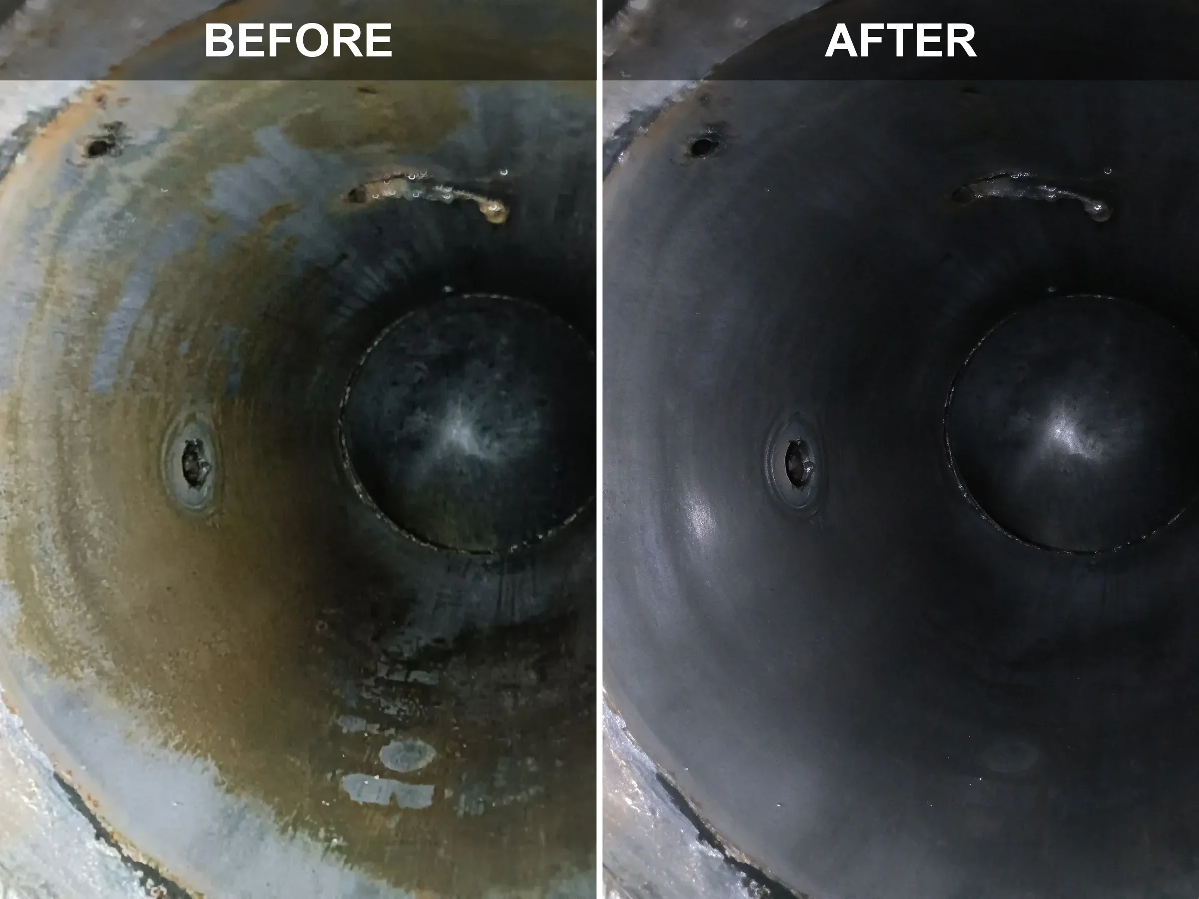 03-Boiler Vessel Inner Wall Oil Deposit-Before-After