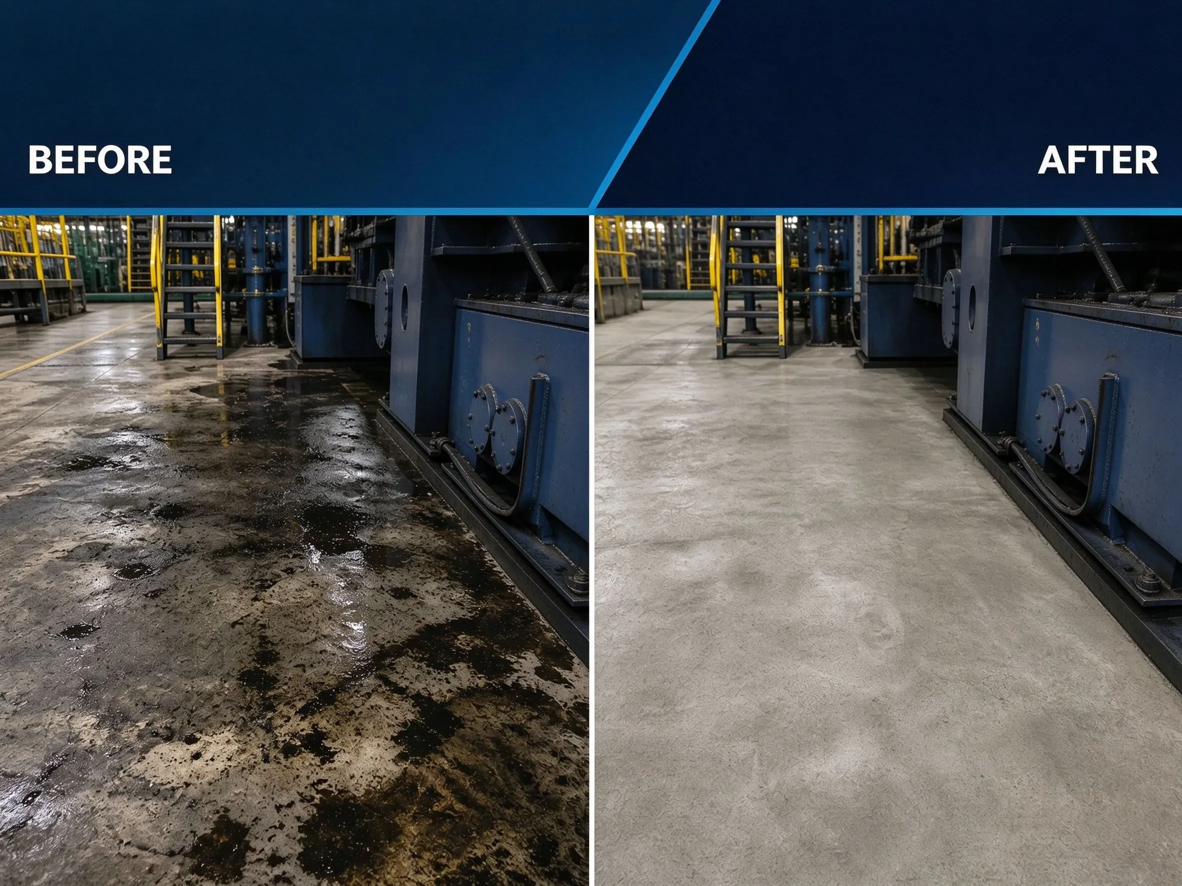 09-Heavy Oil Cleaner Workshop Floor Before-After