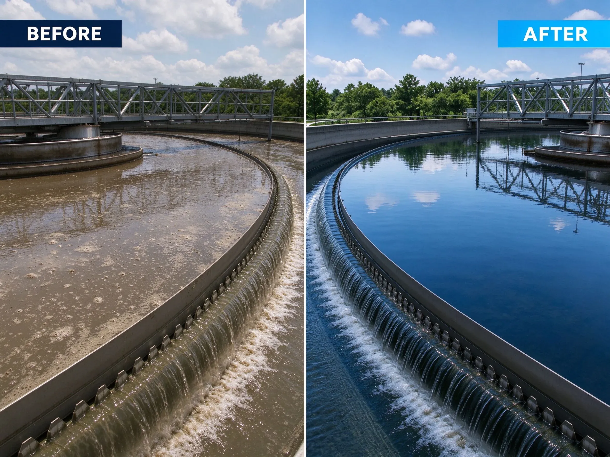 14-Water Treatment Secondary Clarifier Before-After